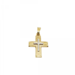 Croce in oro gialloe  oro bianco k14 (code H1892)